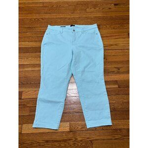 Talbots Womens Jegging Crop Skinny Jeans Plus Sz 16W Turquoise Stretch Denim